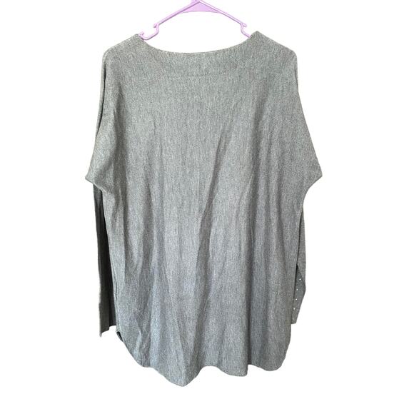 INC International Concepts Gray Acrylic Wool Silver Beaded Crewneck Sweater M - Picture 4 of 9